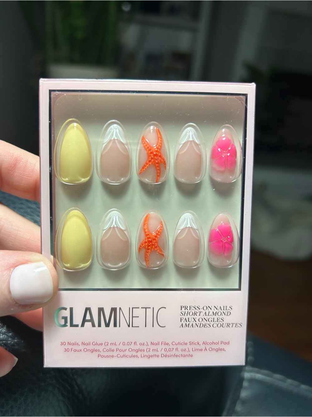 GLAMNETIC Short Almond Press-On Nails Sunset Tide NIB